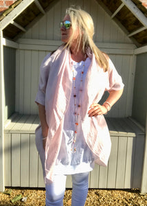 Multi-Wear Soft Drape 100% Cotton Beach Jacket in White Made In Italy by Feathers Of Italy One SIze - Feathers Of Italy 