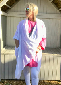 Multi-Wear Soft Drape 100% Cotton Beach Jacket in White Made In Italy by Feathers Of Italy One SIze - Feathers Of Italy 