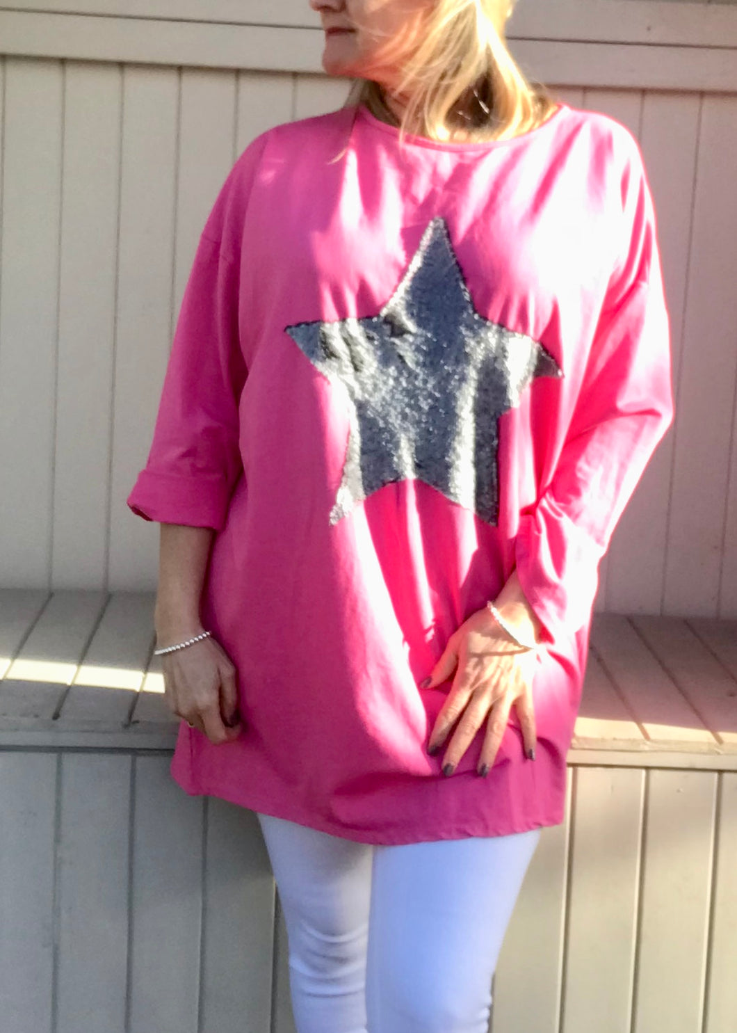 day dreamer iridescent sequined star long sleeved