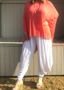 Gauli Oversized Fine Knit Top in Orange Made In Italy by Feathers Of Italy One Size - Feathers Of Italy 