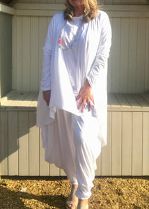 Multi-Wear Soft Drape Jersey Cotton Jacket/ Top in White Made In Italy by Feathers Of Italy One SIze - Feathers Of Italy 