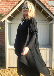 Multi-Wear Soft Drape Jersey Cotton Jacket/ Top in Black Made In Italy by Feathers Of Italy One SIze - Feathers Of Italy 