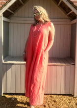 Load image into Gallery viewer, Linen Jumpsuit - in Orange Made in Italy by Feathers Of Italy One Size - Feathers Of Italy 

