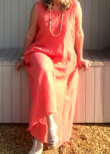 Load image into Gallery viewer, Linen Jumpsuit - in Orange Made in Italy by Feathers Of Italy One Size - Feathers Of Italy 
