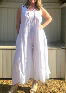 Linen Jumpsuit - in White  Made in Italy by Feathers Of Italy One Size - Feathers Of Italy 