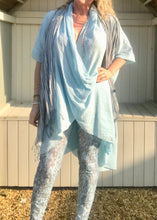 Load image into Gallery viewer, Luxury Lace Leggins in Turquoise and Grey by Feathers Of Italy One Size - Feathers Of Italy 
