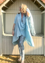 Load image into Gallery viewer, Luxury Lace Leggins in Turquoise and Grey by Feathers Of Italy One Size - Feathers Of Italy 
