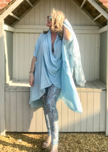 Luxury Lace Leggins in Turquoise and Grey by Feathers Of Italy One Size - Feathers Of Italy 
