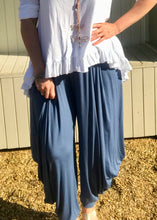 Load image into Gallery viewer, Jersey Hareem Trousers in White, Black, Silver and Sky Blue, Made In Italy by Feathers Of Italy One Size - Feathers Of Italy 
