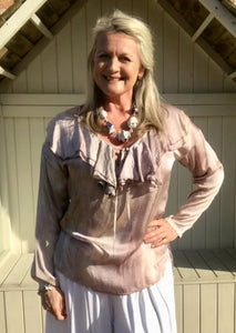 Rimini Silk Top in washed dusky Rose Pink Made In Italy By Feathers Of Italy One Size - Feathers Of Italy 