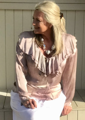 Rimini Silk Top in washed dusky Rose Pink Made In Italy By Feathers Of Italy One Size - Feathers Of Italy 