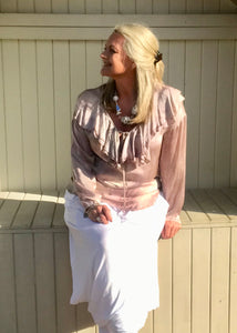 Rimini Silk Top in washed dusky Rose Pink Made In Italy By Feathers Of Italy One Size - Feathers Of Italy 