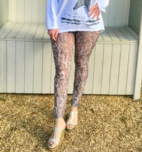 Load image into Gallery viewer, Luxury Lace Leggins in Turquoise and Grey by Feathers Of Italy One Size - Feathers Of Italy 
