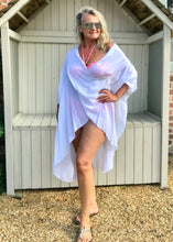 Load image into Gallery viewer, Multi-Wear Soft Drape 100% Cotton Beach Jacket in White Made In Italy by Feathers Of Italy One SIze - Feathers Of Italy 
