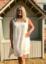Load image into Gallery viewer, Pure Silk Halter Neck Sundress in Vanilla Made In Italy One Size - Feathers Of Italy 
