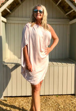 Load image into Gallery viewer, One Shoulder Dress Above Knee In Pink Made In Italy - Feathers Of Italy 

