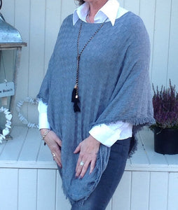 Verona Poncho in Grey - Feathers Of Italy 