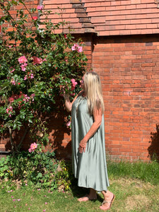 Milan Satin Summer Maxi Dress - Feathers Of Italy 