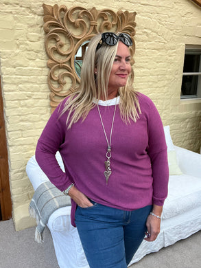 Pietro Lana Fine Knit in Mulberry | Feathers Of Italy 