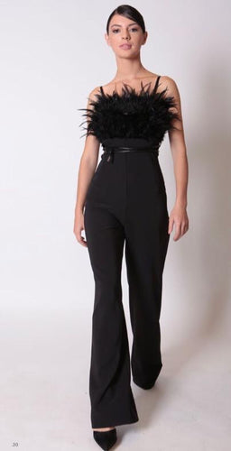 Rinascimento Feather Jumpsuit - Black - Feathers Of Italy 