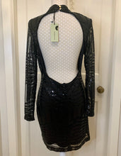 Load image into Gallery viewer, Black Sequined Backless Dress
