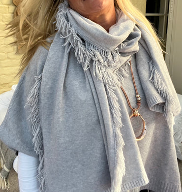 Portofino Fine Knitted Fringed End Long Scarf | Feathers Of Italy 