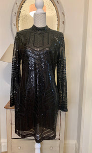 Black Sequined Backless Dress