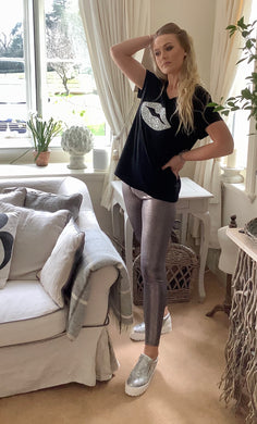 SILVER SNAKE LEGGINGS One Size - Feathers Of Italy 