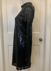 Black Sequined Backless Dress