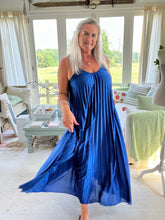 Load image into Gallery viewer, Pleated Halter Neck Maxi Dress  in Colbolt Blue One Size | Feathers Of Italy 
