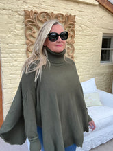 Load image into Gallery viewer, Milan Poncho Tunic Jumper Khaki Green | Feathers Of Italy 
