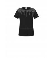 Rinascimento Top - Sequinned Drop T Shirt  Black - Feathers Of Italy 