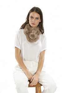 Pomarolo Fur Neck Scarf in Mocha - Feathers Of Italy 