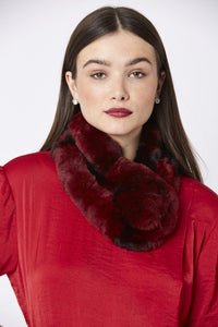 Pomarolo Fur Neck Scarf in Ruby - Feathers Of Italy 