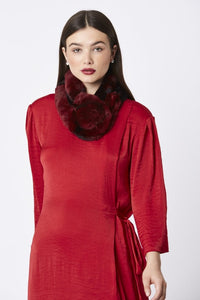 Pomarolo Fur Neck Scarf in Ruby - Feathers Of Italy 
