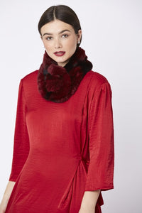 Pomarolo Fur Neck Scarf in Ruby - Feathers Of Italy 