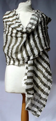 Henley Linen Scarf in Khaki & Cream - Feathers Of Italy 