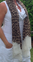 Load image into Gallery viewer, Leopard Print Scarf in Cream - Feathers Of Italy 
