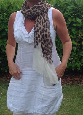Leopard Print Scarf in Cream - Feathers Of Italy 
