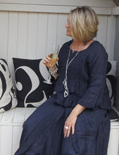 Load image into Gallery viewer, Linen Maxi Skirt in Navy - Feathers Of Italy 
