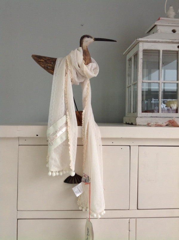 Lola Espeleta Vintage Style Bobble Scarf in Cream - Feathers Of Italy 