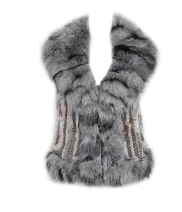 Luxury Fur Gilet in Grey - Feathers Of Italy 