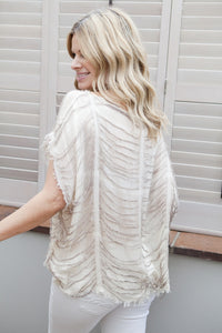 Milano Oversized Kaftan Top by Designer Kerrie Griffin in Stone By Feathers Of Italy - Feathers Of Italy 