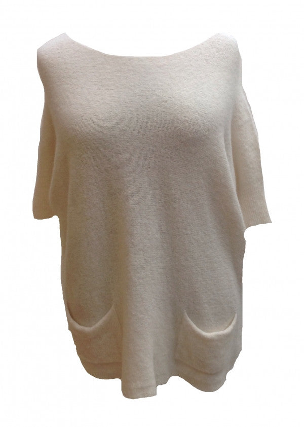 Mohair Tunic Top in Cream - Feathers Of Italy 