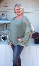 Load image into Gallery viewer, Naples Silk &amp; Sequin Top in Green - Feathers Of Italy 
