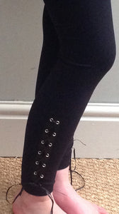 No Seam Lace-Up Leggings in Black - Feathers Of Italy 