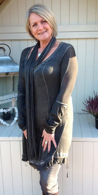 OMG Dress in Washed Grey - Feathers Of Italy 