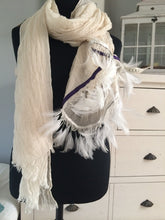 Load image into Gallery viewer, Ostrich Feather Scarf with Purple Trim - Feathers Of Italy 
