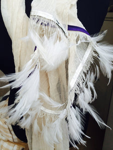 Ostrich Feather Scarf with Purple Trim - Feathers Of Italy 