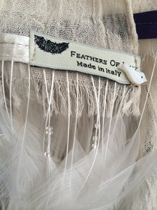 Ostrich Feather Scarf with Purple Trim - Feathers Of Italy 